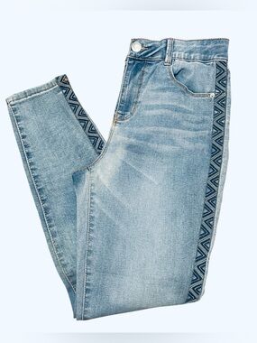 KNOX ROSE /Light Blue Skinny Jeans 👖 with Geometric Side Trim